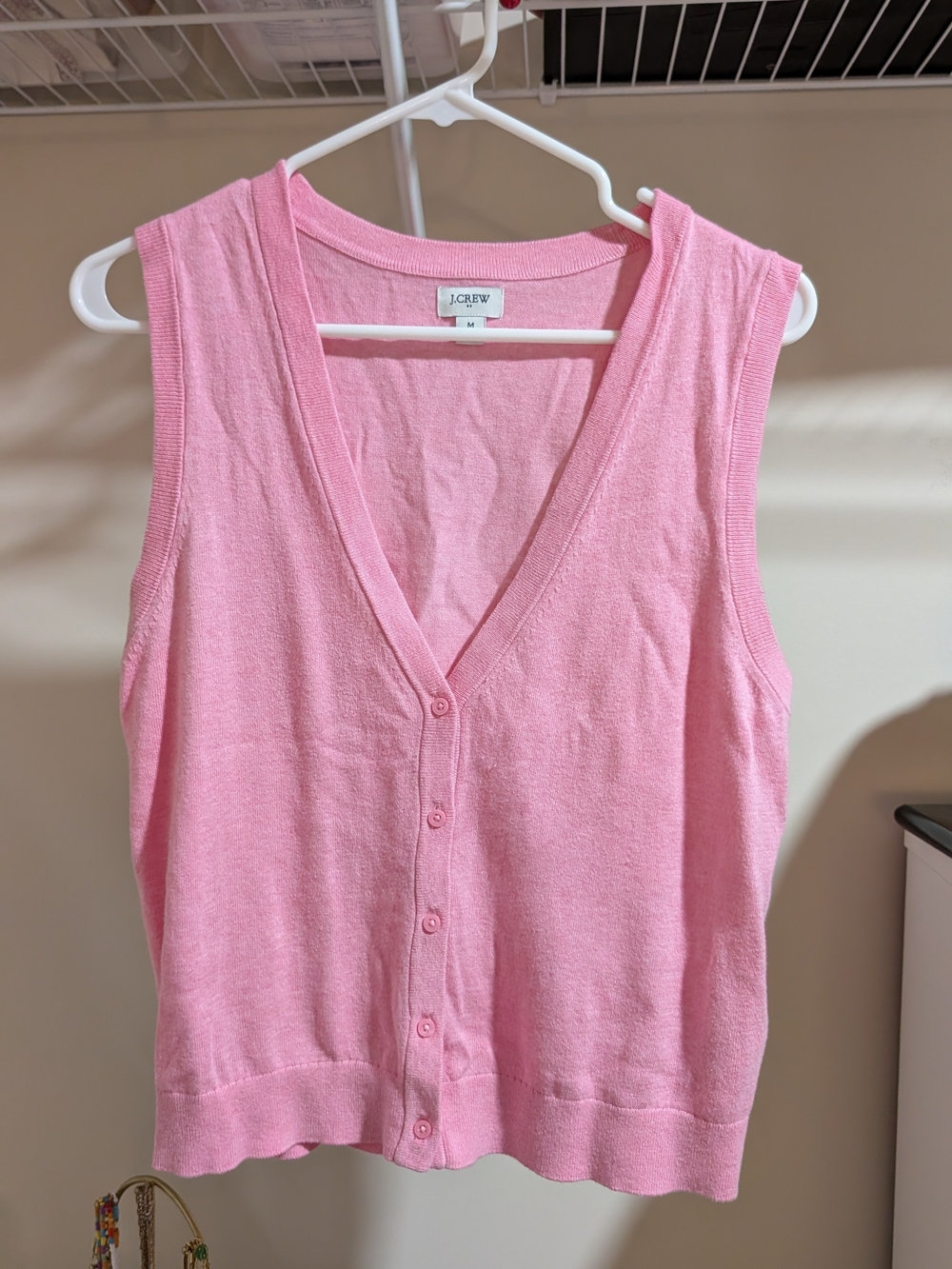 J.Crew Pink Button Front Cardigan Vest